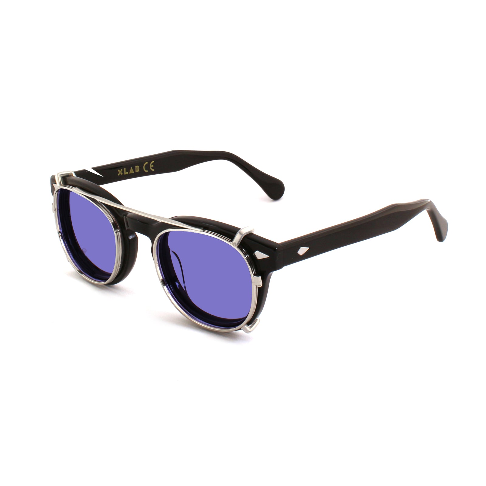 Clip-on 02 Argento/Lilla polarizzato per 8004 stile moscot calibro 48mm Clip on XLAB 2